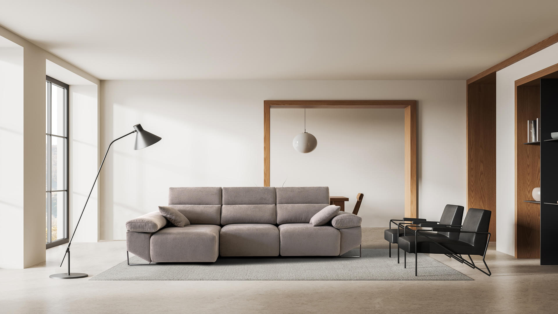 Interior,Of,Modern,Living,Room,With,White,And,Wooden,Walls,